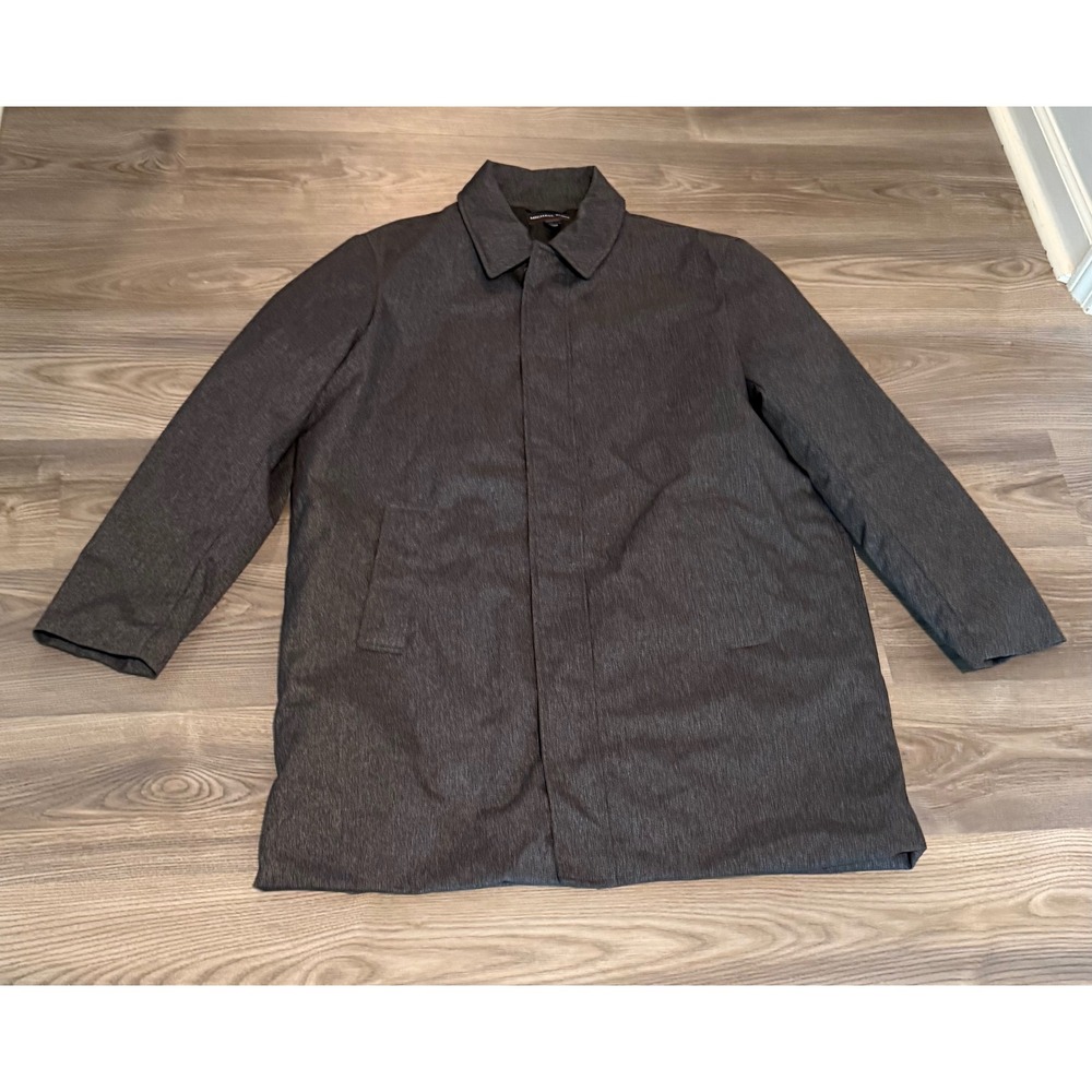 Michael Kors Mens XXL Grey Herringbone Car Coat Leather Elbow Patches Jacket 2XL